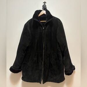 Cherokee Black Suede Faux Fur Jacket